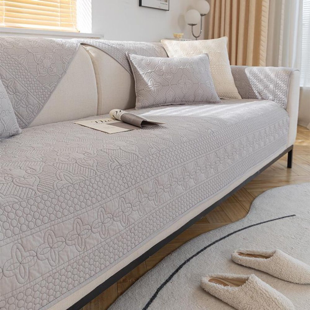 (gray, 45*45cm Pillowcase) Cream Embroidered Non-Slip Pure Cotton Sofa Cushions for All Seasons