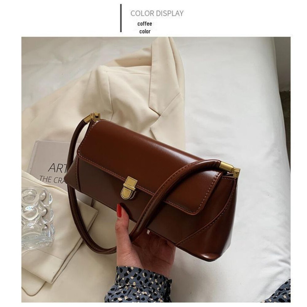 (brown) Vintage High-end 2024 Women's Underarm Bag: French Niche Versatile Fashion Baguette Shoulder Bag