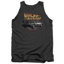 Trevco Sportswear UNI991-TK-2 Back to the Future Time Machine Adult Tank Top, Charcoal - Medium