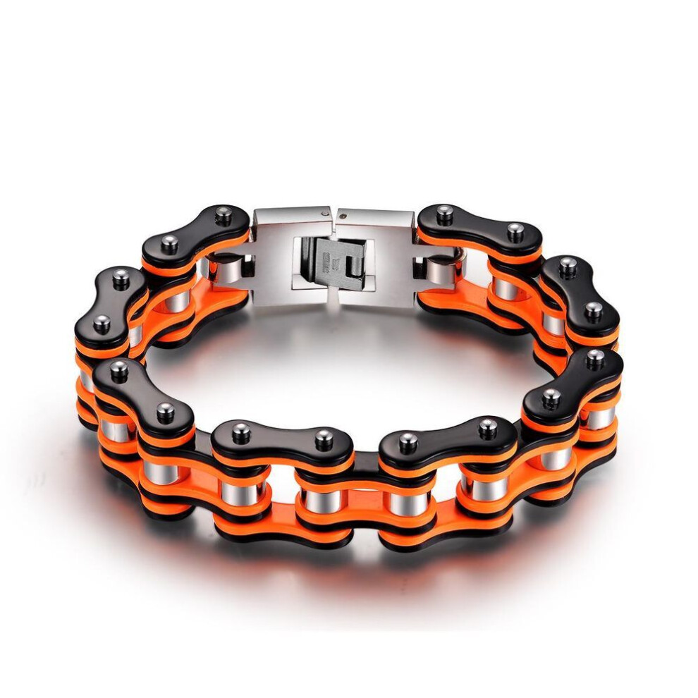 (as the picture, 7.5 inches) "men's Titanium Steel Bicycle Chain Bracelet - European & American Punk Style