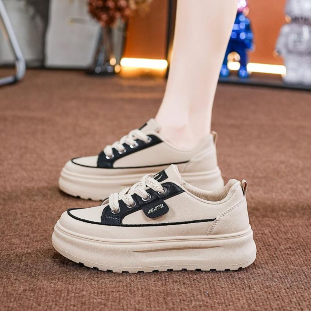 (black, 39) "women's Height-boosting White Sneakers: Chunky Sole Sports Shoes, Trendy Autumn Styles
