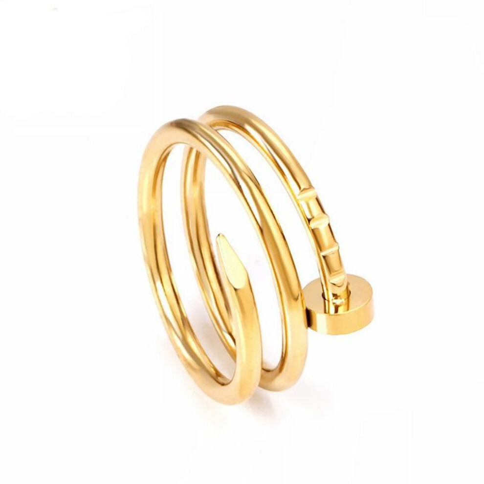 (gold, Size 8) "nail-shaped Titanium Steel Spiral Ring – High-end Stainless Steel Fashion Jewelry