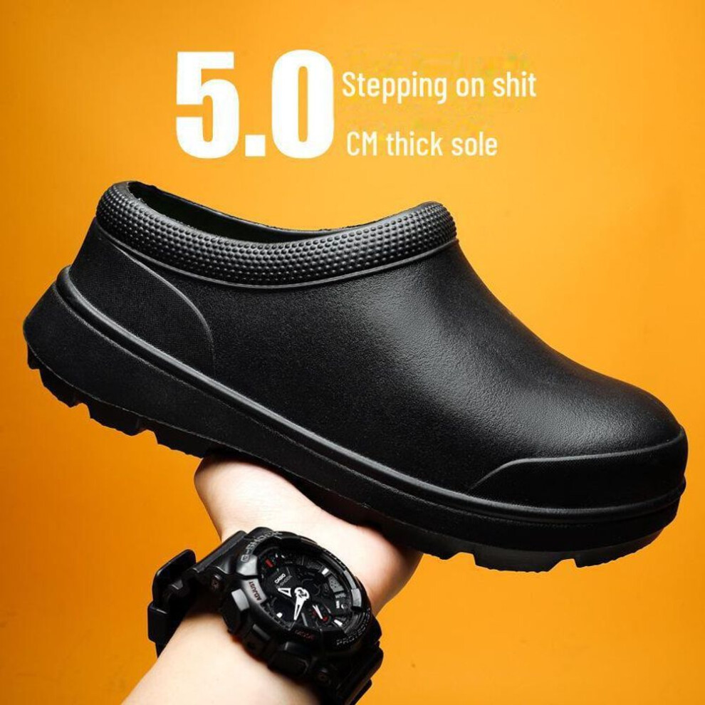(black, 40/41) "black Non-slip Waterproof Work Shoes For Men And Women: Breathable, Oil-proof Chef, Nurse, And Kitchen Footwear