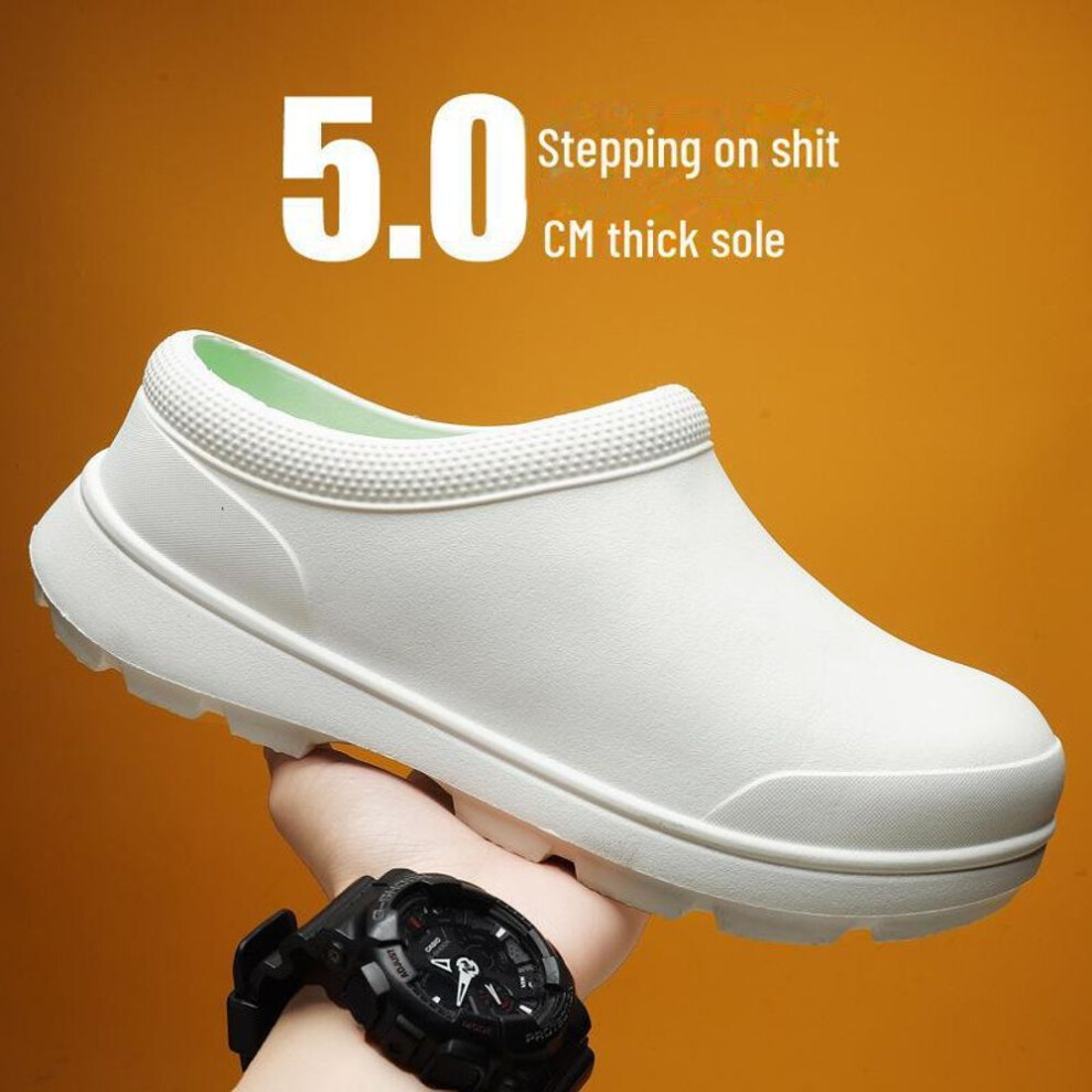 (white, 40/41) "black Non-slip Waterproof Work Shoes For Men And Women: Breathable, Oil-proof Chef, Nurse, And Kitchen Footwear