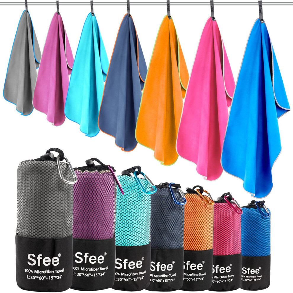 Lot de 2 serviettes de voyage en microfibre Sfee     s   chage rapide pour le camping