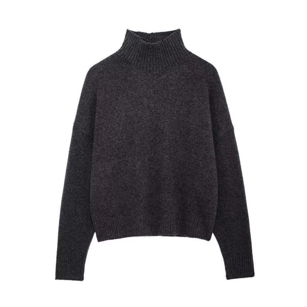 (dark gray, Large) European And American Style Women's High Collar Sweater - Autumn/winter Fashion 2142170