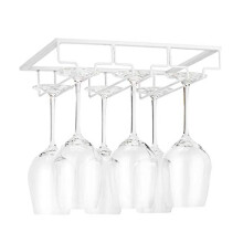FOMANSH Wine glass Rack - Under cabinet Stemware Wine glass Holder glasses Storage Hanger Metal Organizer for Bar Kitchen White