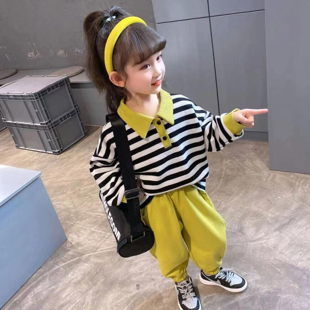 (yellow, 110) "stylish Cotton Sweater Suit - Long Sleeve Two-piece For Baby Girls & Kids