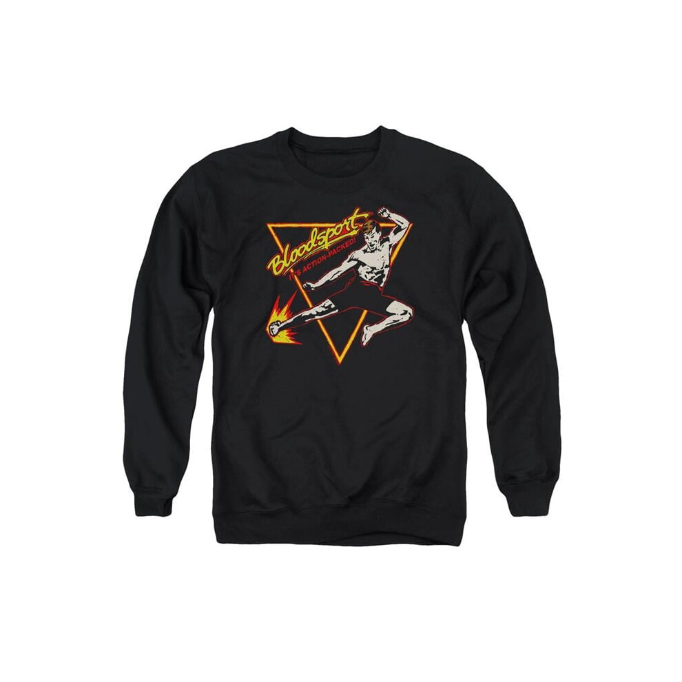 Trevco Sportswear MGM298-AS-1 Bloodsport Action Packed Adult Crewneck Sweatshirt, Black - Small-image-OPC-PGCQD97-NEW