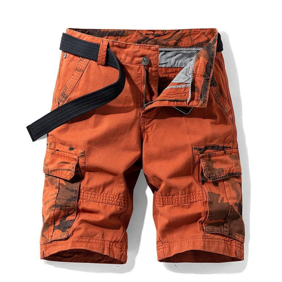 (orange,red, 33) Men's Fashion Camouflage Multi-Pocket Workwear Shorts - Summer Collection B2021