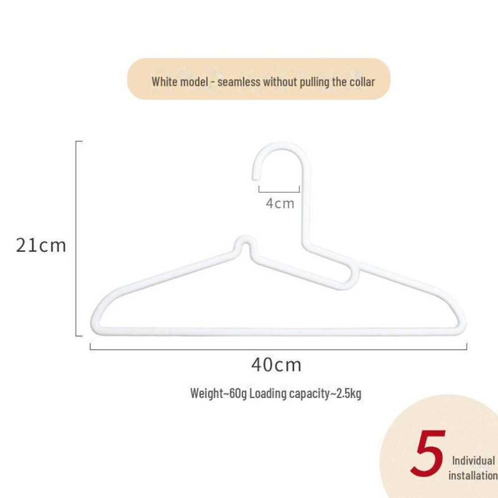 (1-piece) "Japanese-Style White Plastic Non-Slip Clothes Hanger with No-Pull Collar Hook for Adult Clothing