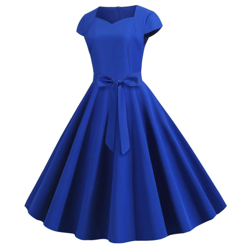 (Small) Retro Hepburn Style Solid Swing Dress With Belt