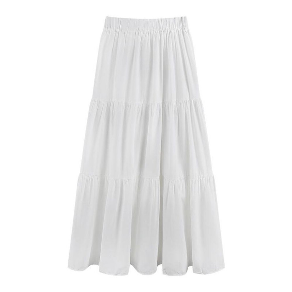 (white, 2XL) High-Waisted Black Pleated A-Line Skirt - Elegant, Slimming, Mid-Length, Women's Spring Fashion