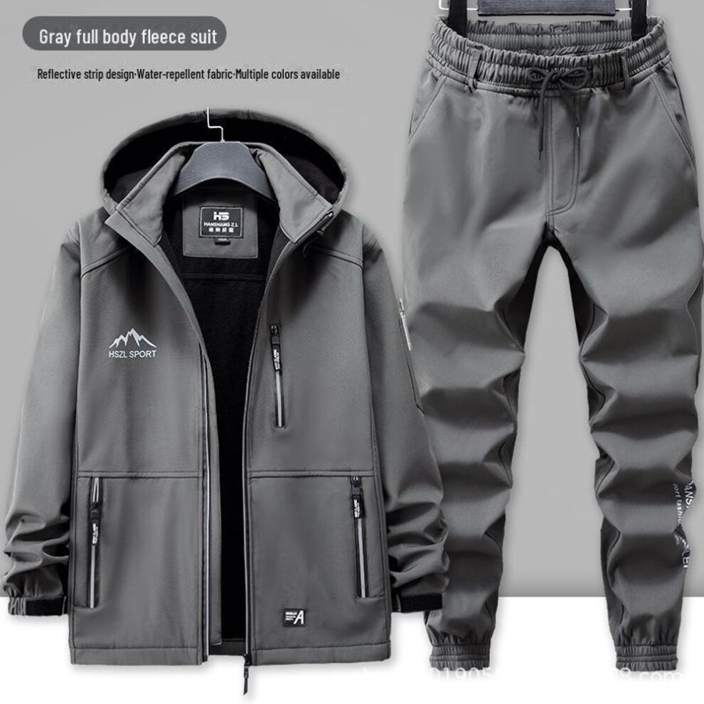 (silver gray, 170 fits 110-125 lbs) "Men's and Women's Winter Velvet Workwear: Waterproof, Cold-Proof, Stylish Outdoor Sports Suit