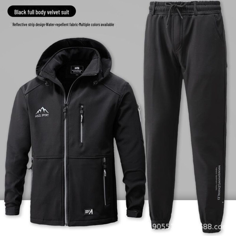 (black, 170 fits 110-125 lbs) "Men's and Women's Winter Velvet Workwear: Waterproof, Cold-Proof, Stylish Outdoor Sports Suit
