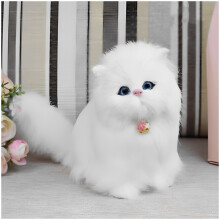 (White) Plush Lifelike Electronic Cats Toys Animal Realistic Boys Girls Gift Birthday