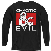Trevco Sportswear HBRO676-YL-3 Dungeons & Dragons Chaotic Evil Long Sleeve Youth T-Shirt, Black - Large