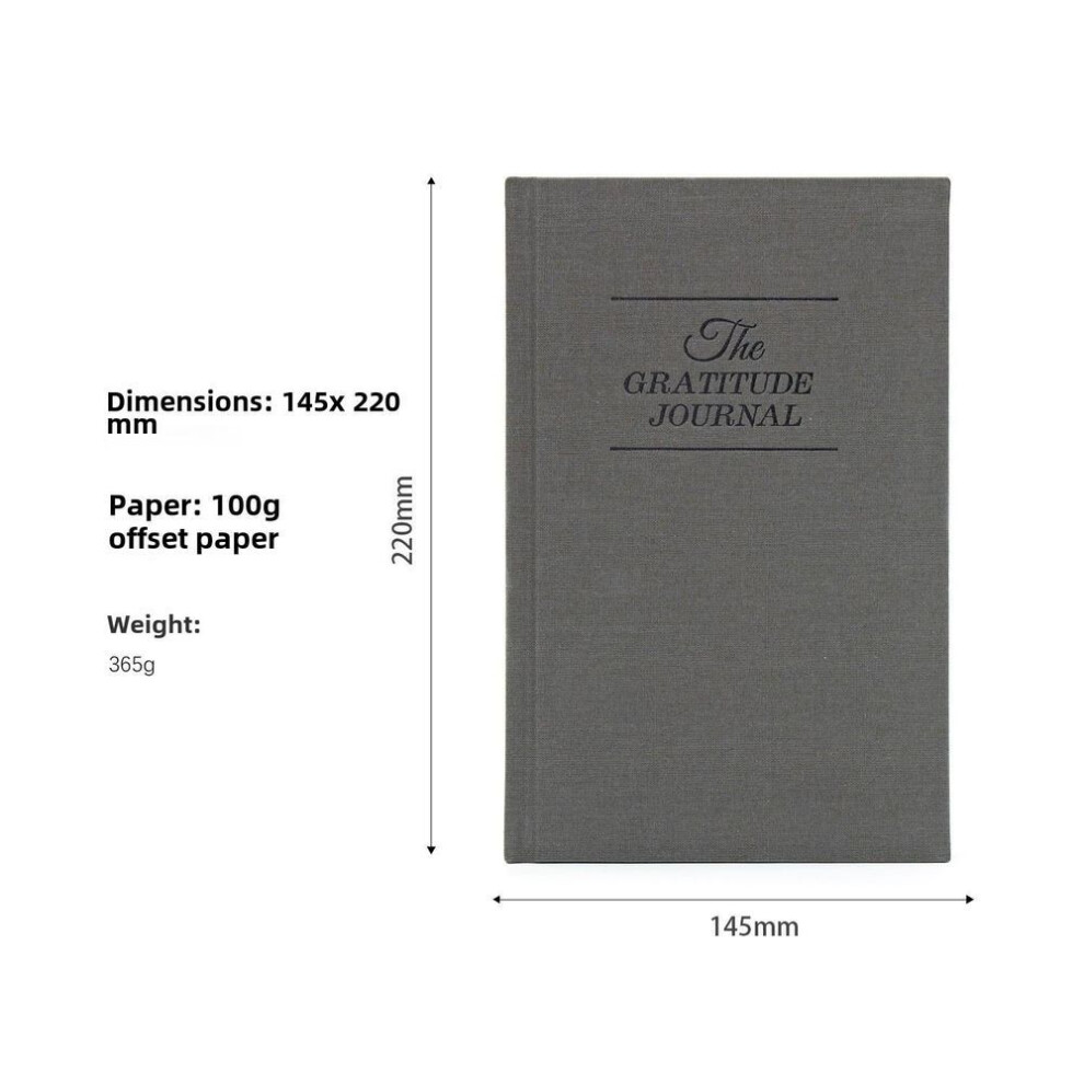 (gray) "5-Minute Gratitude Journal: English Edition - Gold-Stamped Linen Cover, Dolly Paper Notepad