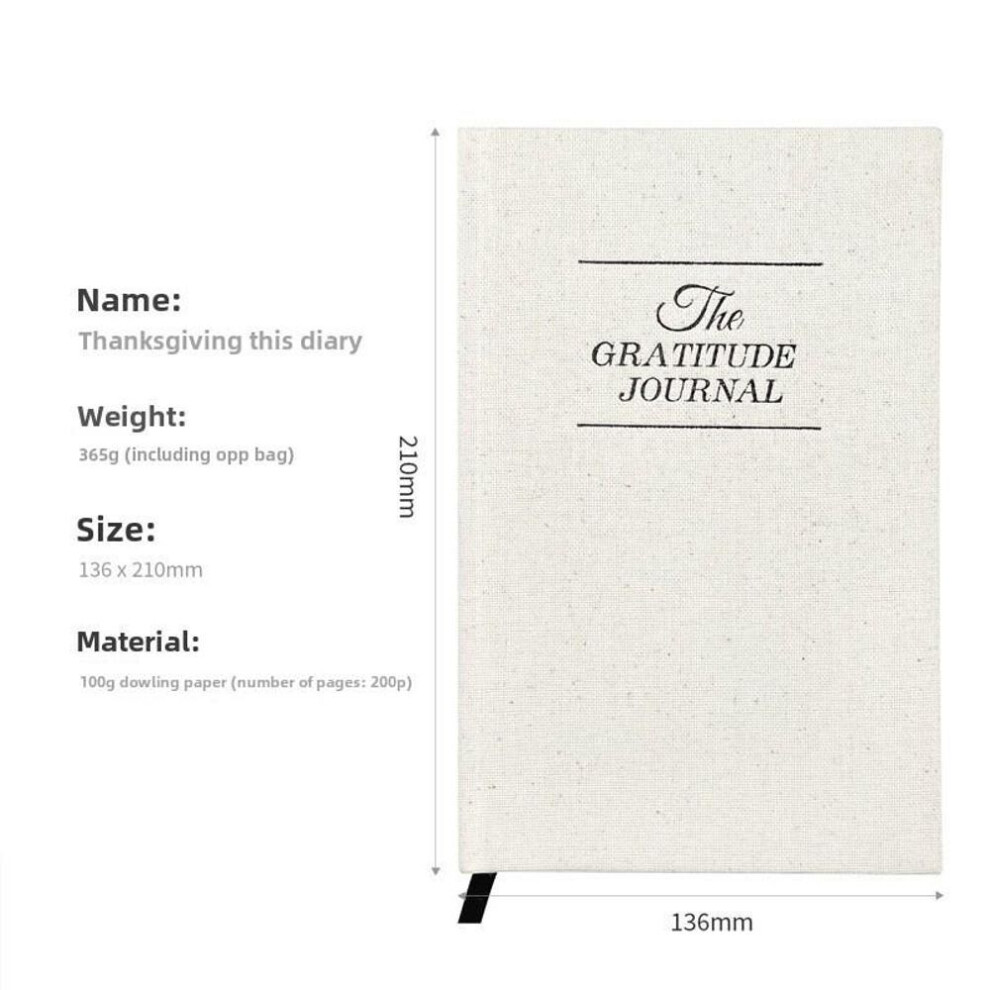 (beige) "5-Minute Gratitude Journal: English Edition - Gold-Stamped Linen Cover, Dolly Paper Notepad