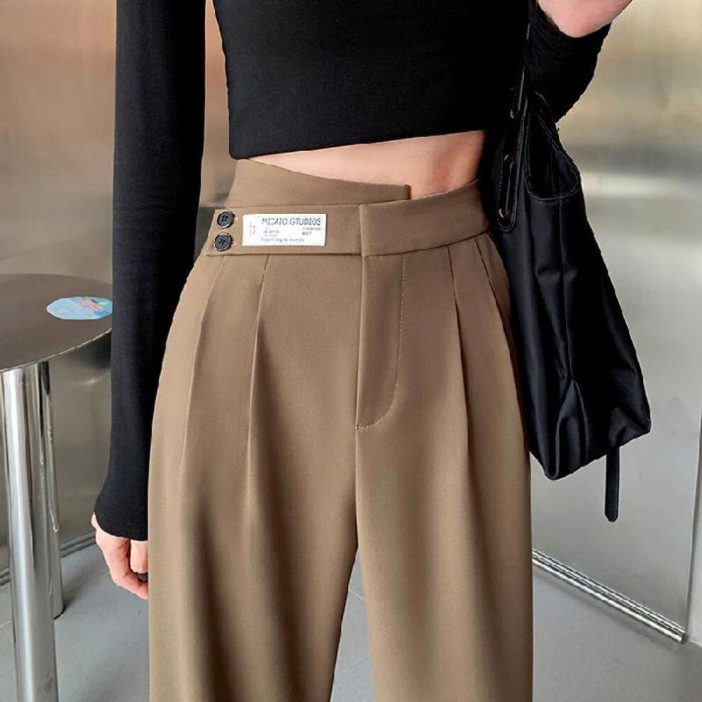 (khaki, M) "Women's High-Waist Wide-Leg Summer Trousers - 2022 Casual Floor-Length Loose Fit
