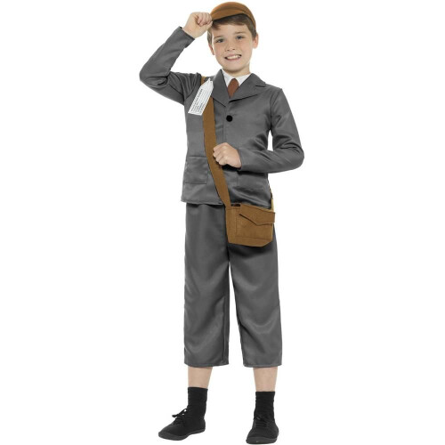 Smiffy's (10-12 Years, Grey) Smiffys Boys WW2 Evacuee Costume Set 1
