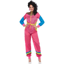 (L, Pink/Multicoloured) Smiffys Womens/Ladies 80s Colour Block Costume Ski Suit