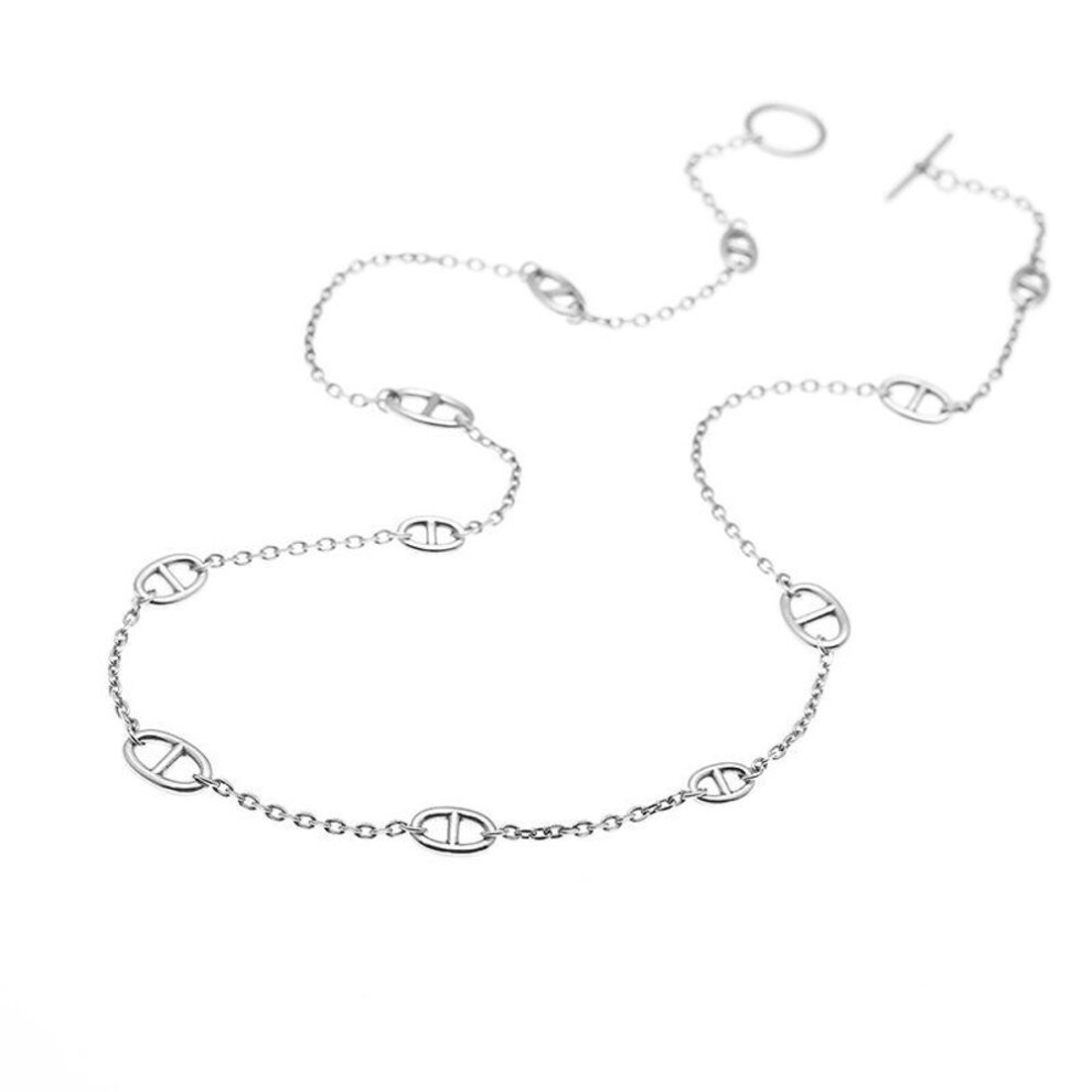(Sterling Silver) "sterling Silver Pig Nose Necklace: Retro Thai Silver Design, Simple Korean Style, Versatile Ladies' Fashion, Personality Trend Jewelry.