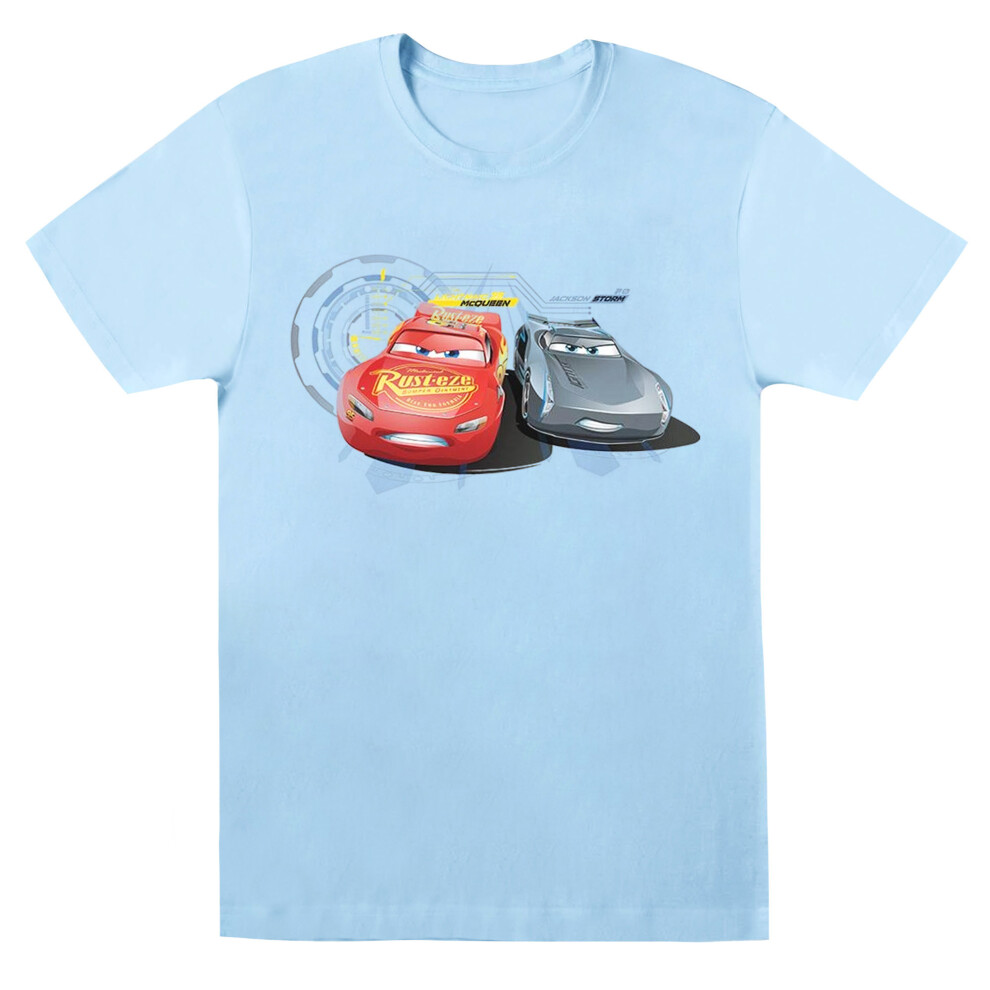 (12-13 Years, Baby Blue) Disney Boys Cars Lightning Vs Storm T-Shirt