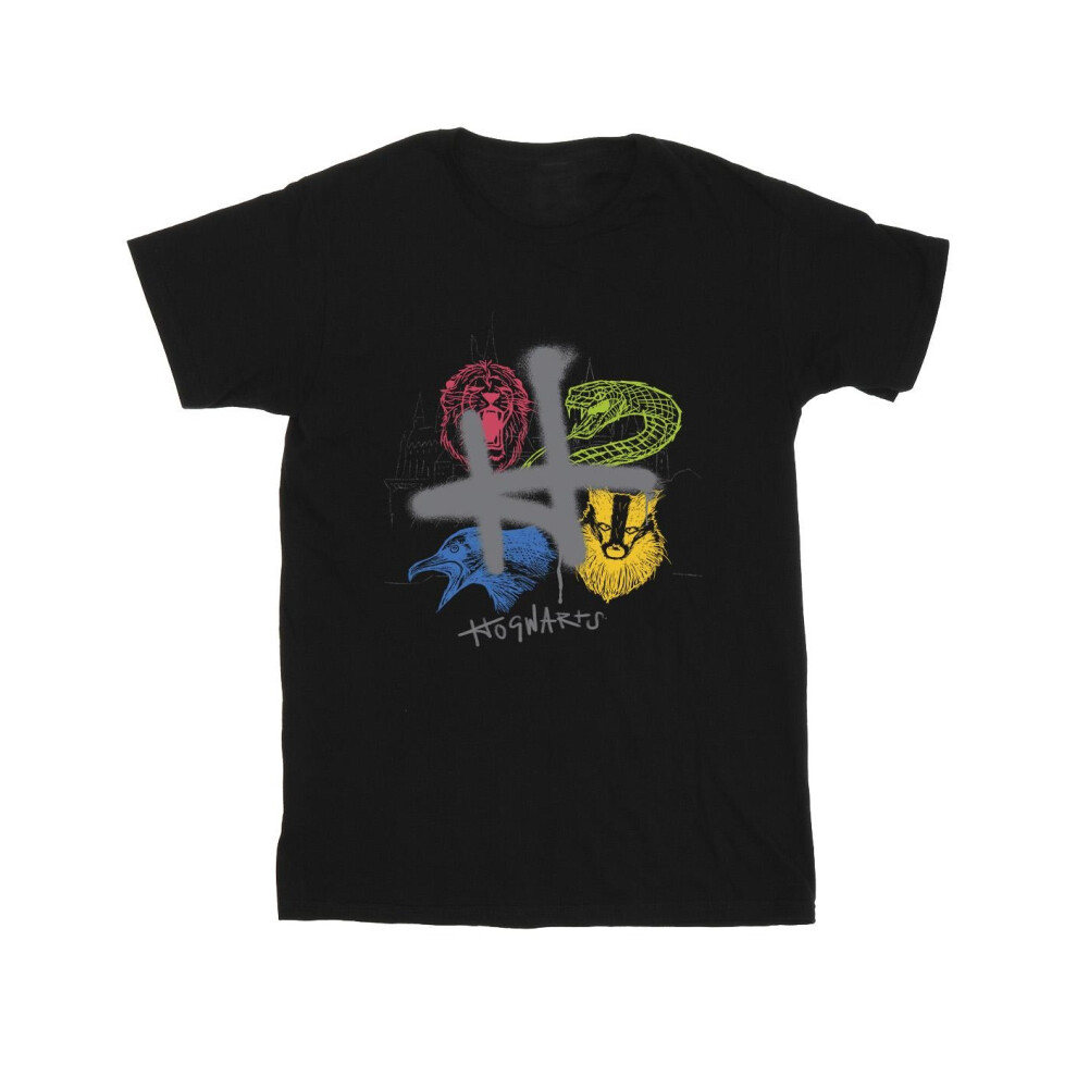 (M, Black) Harry Potter Mens Emblems H Spray T-Shirt