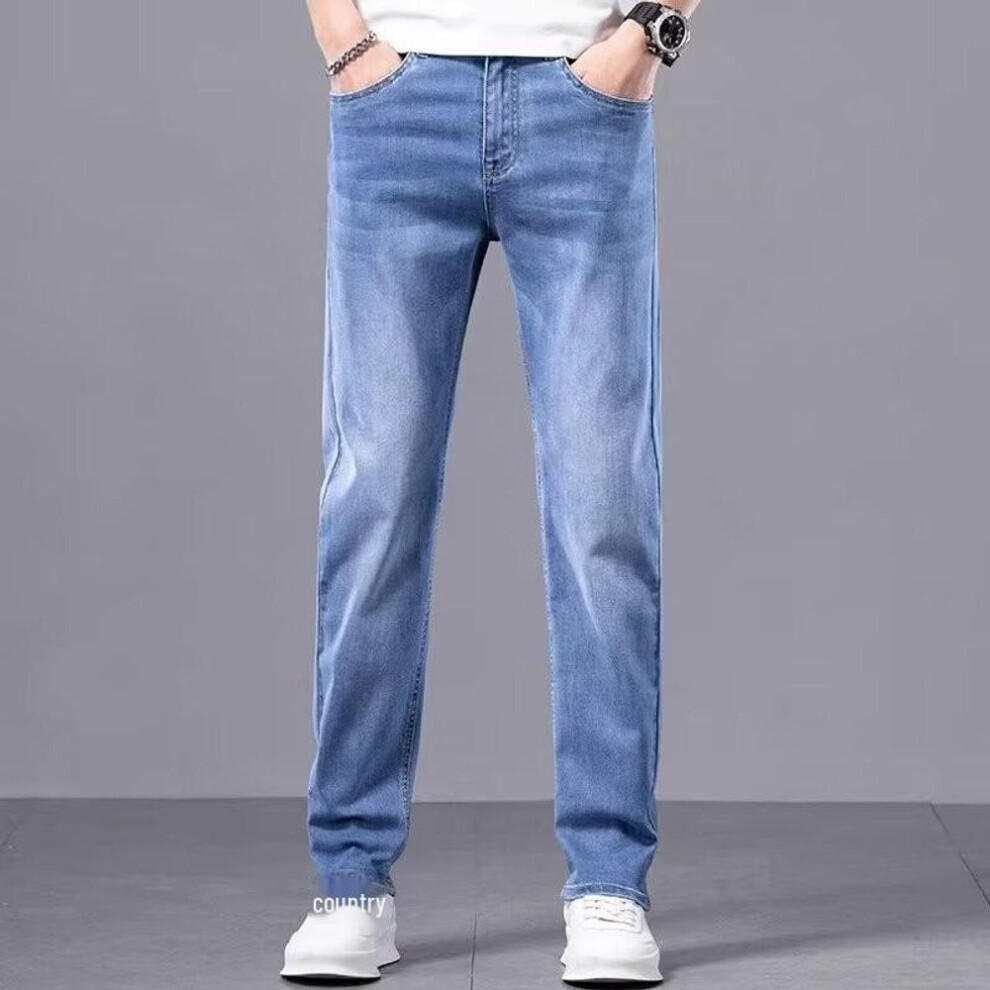 (blue, 34) "2024 Men's Spring Loose Straight Slim Fit Wear-Resistant Casual Jeans