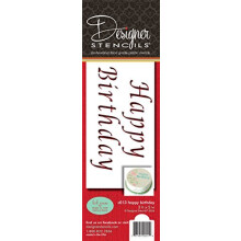 Designer Stencils C013 Happy Birthday Cake Stencil Beige/semi-transparent 3 x 5..5 inches