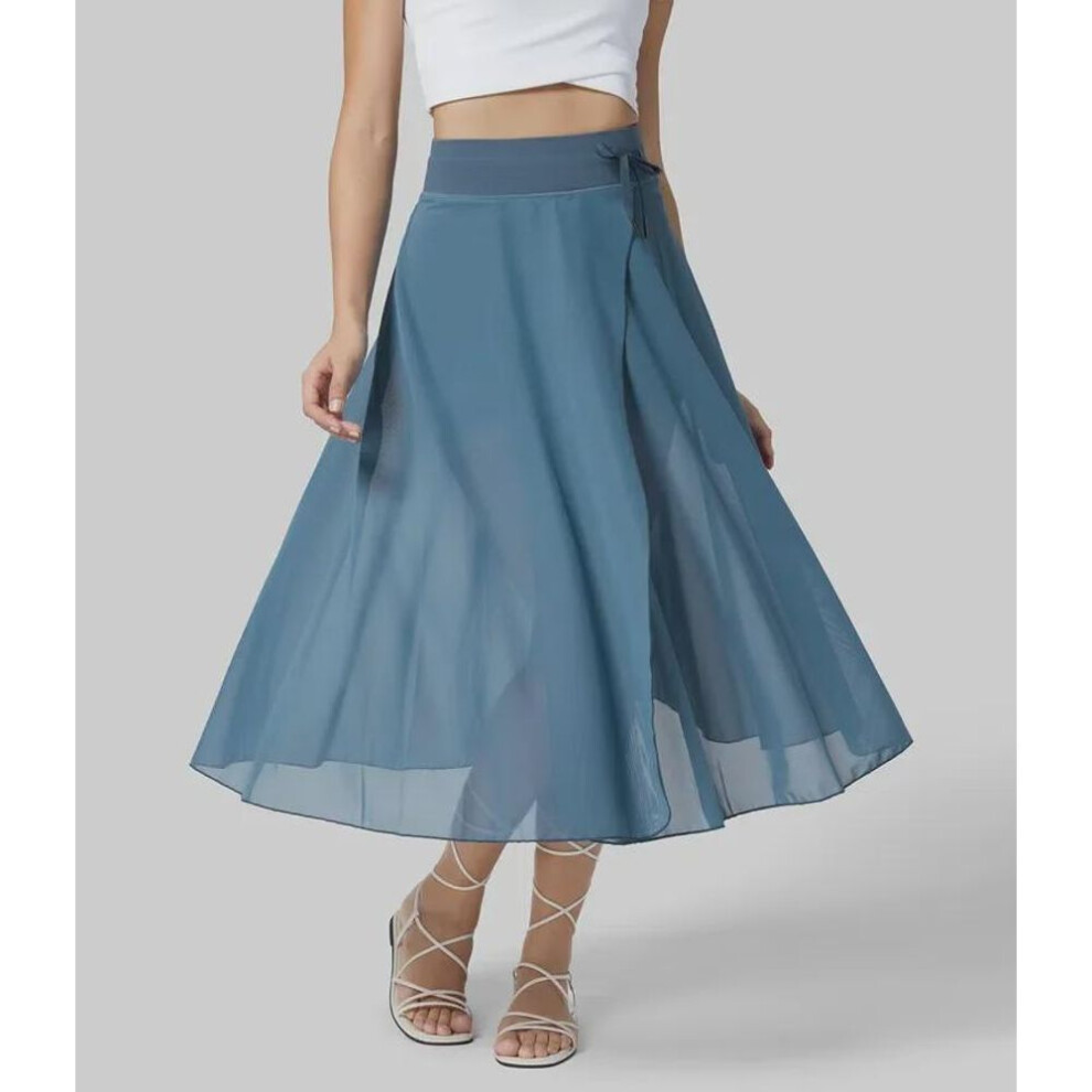 (lake blue, S) European and American Urban Fashion Skirt-Pants Combo