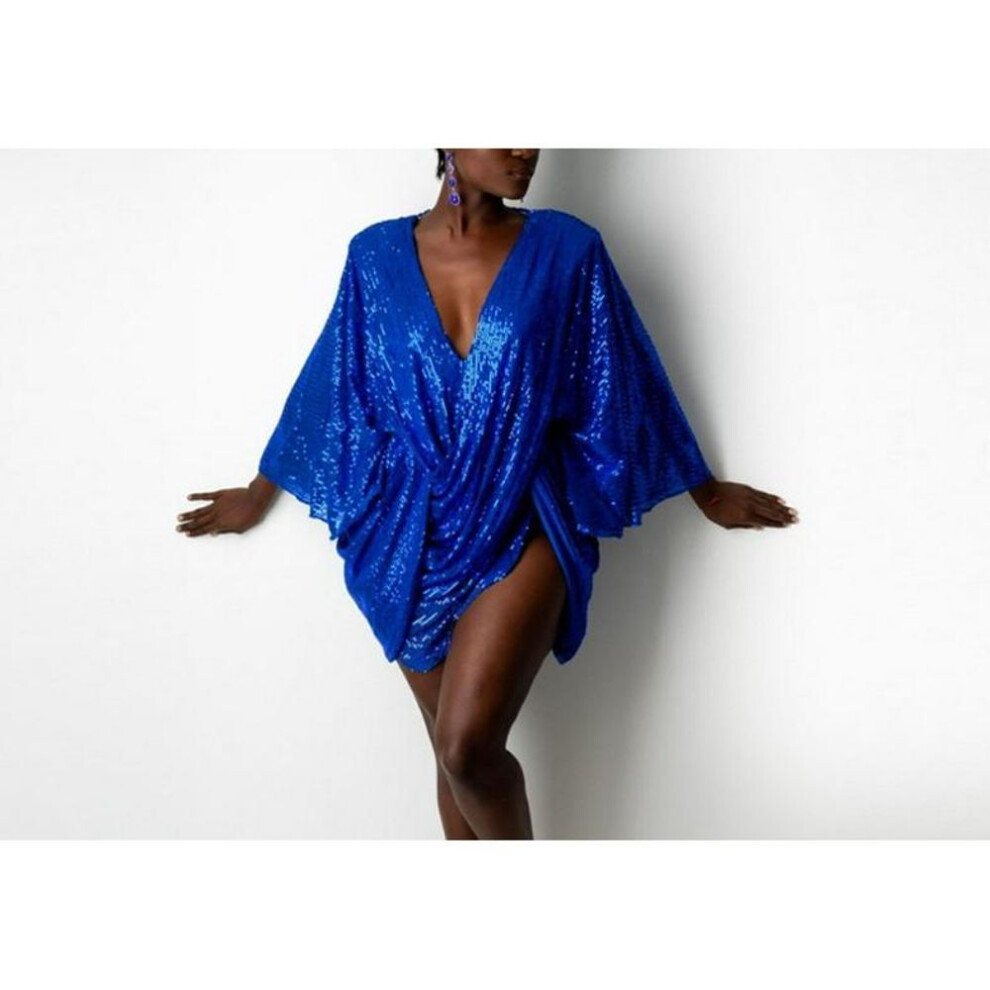 (blue, XL) "2025 Spring European & American Women's Sequin Dress - Sexy Fashion