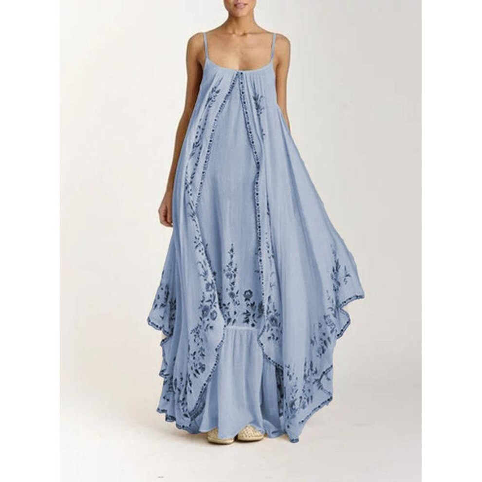 (light blue, M) "2020 Spring/Summer Women's Floral Maxi Dress with Suspender and Tube Top