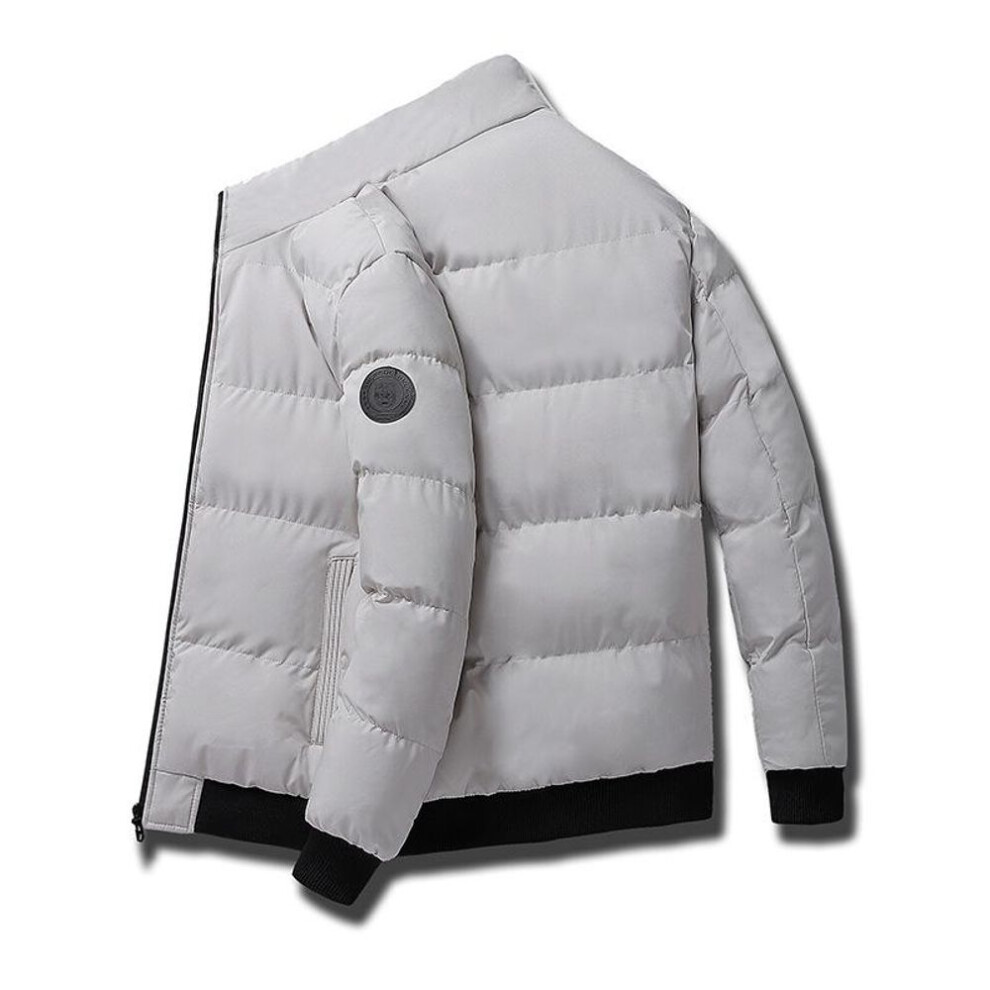 (khaki, XXXXL) Men's Winter Cotton Coat with Tiger Head Logo - Thickened, Plus Velvet, Style 8668/947