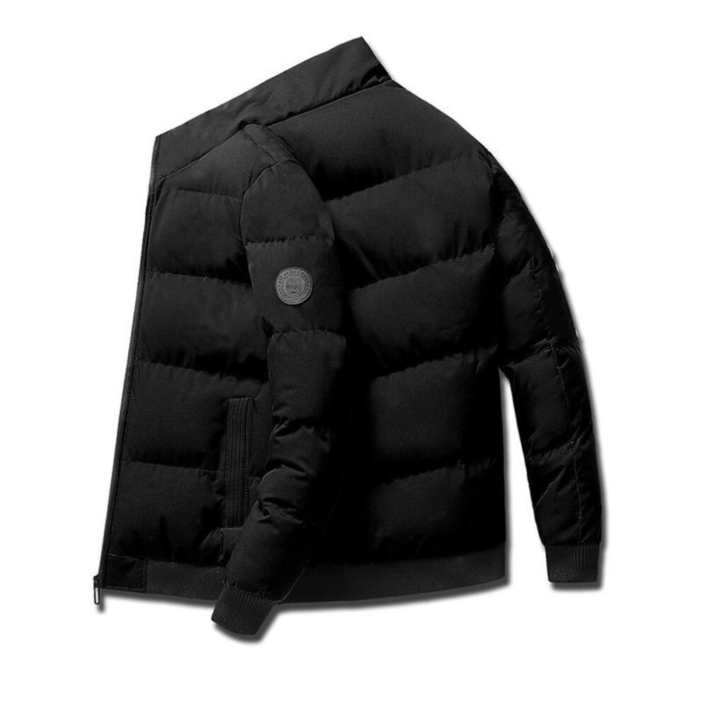 (black, XXXL) Men's Winter Cotton Coat with Tiger Head Logo - Thickened, Plus Velvet, Style 8668/947