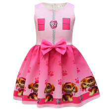 (9205 models, 110 yards) Dog Cartoon Print Girls Dress Girls Bow Dress