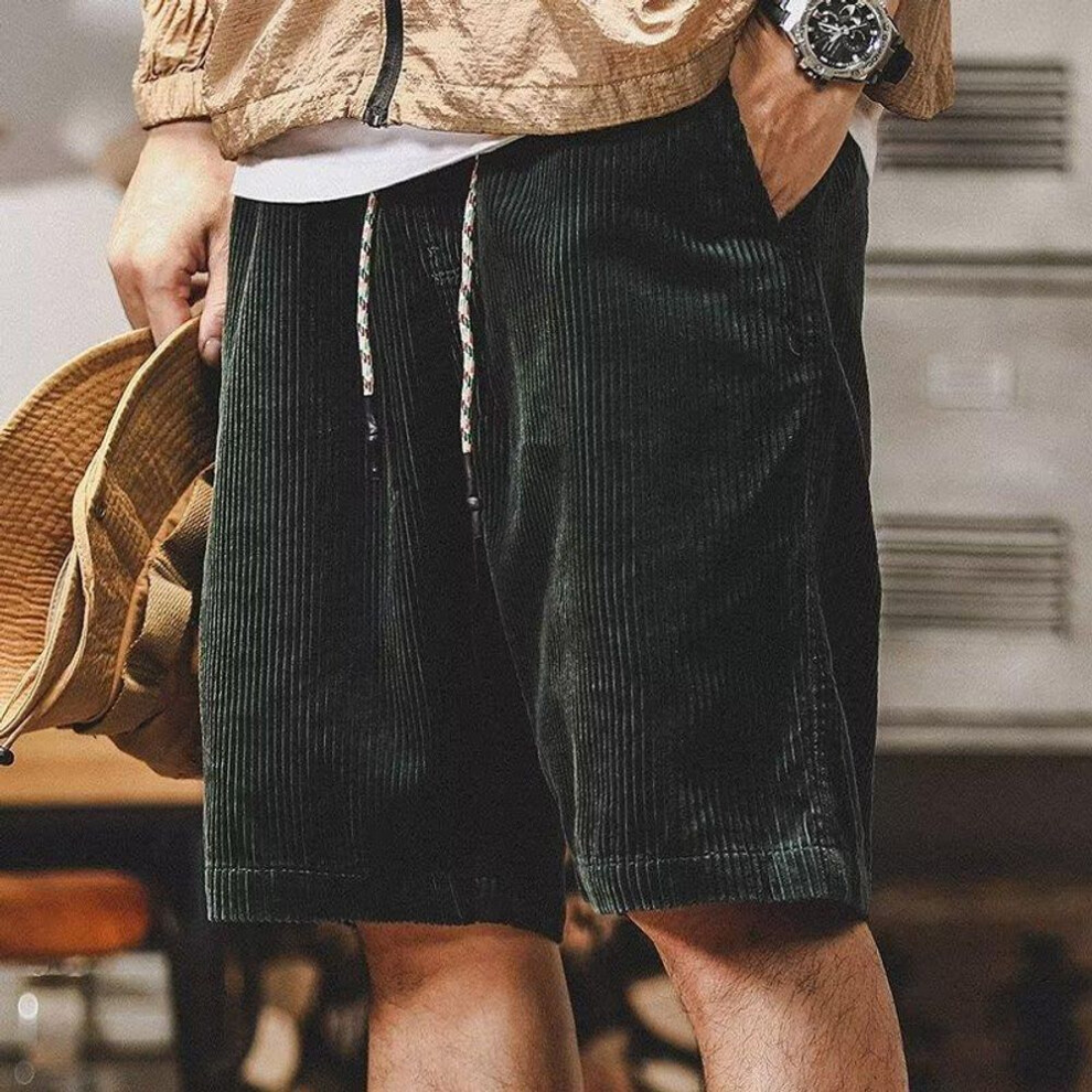 (green, 3XL) American Style Men's Striped Summer Work Shorts - Trendy Retro Fashion