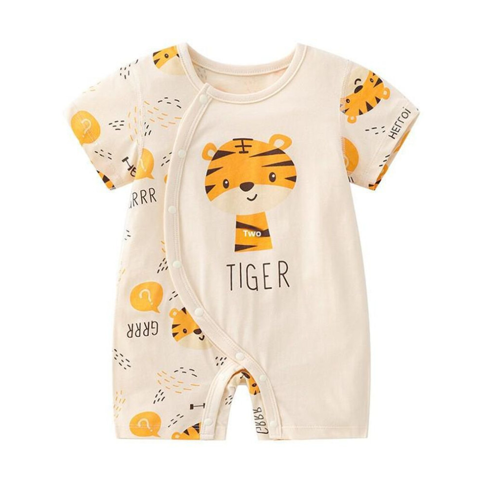 (90cm) "tiger Baby Side-opening Cotton Jumpsuit - Summer Short-sleeve Romper For Infants