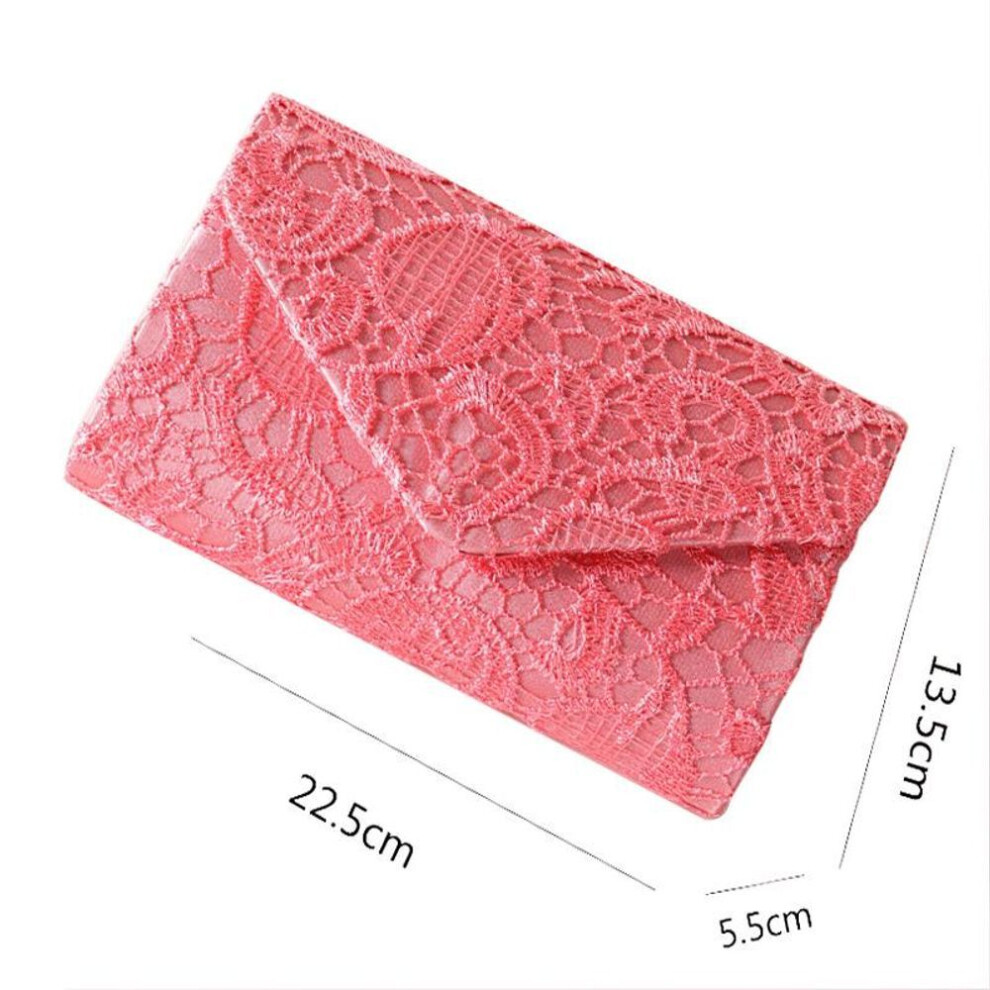 (red) "lace Evening Handbag With Chain For Banquets And Birthdays
