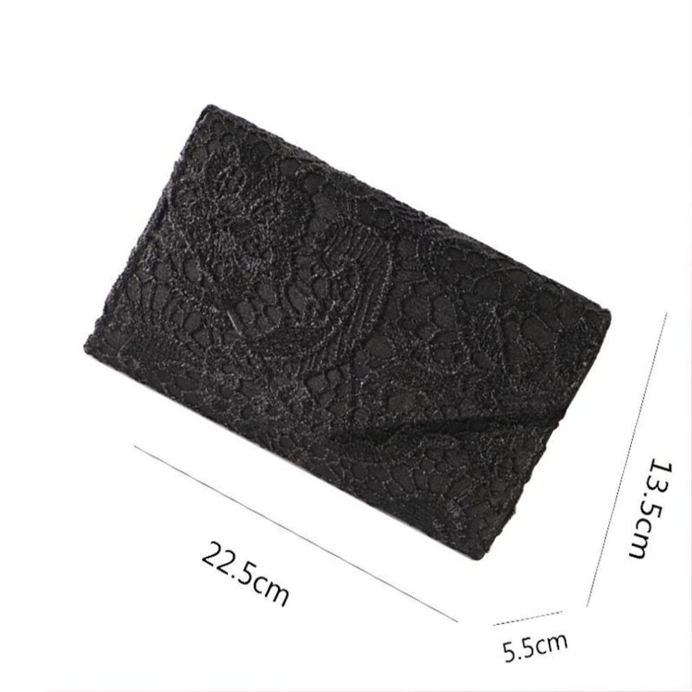(black) "lace Evening Handbag With Chain For Banquets And Birthdays