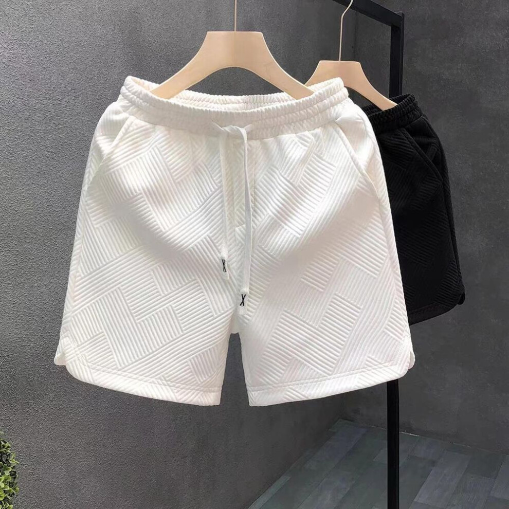 (white, 3XL) "Trendy Diamond Pattern White Shorts for Men & Women – Stylish Summer Wear