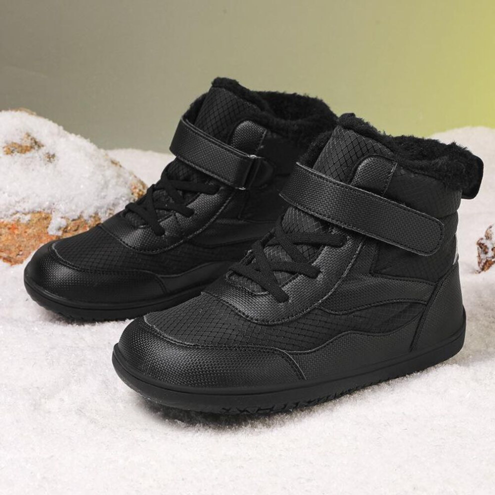 (black, 37) Boys' 2024 Winter Snow Boots: Velvet-Lined, Warm, Waterproof, Non-Slip Children's Cotton Boots