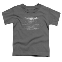 Trevco Sportswear BVS104F-KT-1 Batman vs Superman BW Logo Toddler Short Sleeve T-Shirt, Charcoal - Large 4T