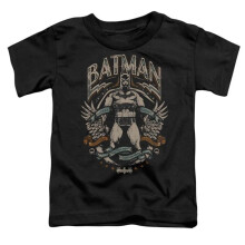 Trevco Sportswear BM3456-TT-2 Batman Gotham Hero On Black Toddler Short Sleeve T-Shirt, Black - Medium 3T