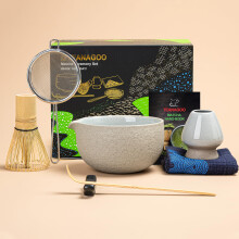 TEANAGOO Japanese Tea Set 7 Pieces Matcha Whisk Set Matcha Bowl with Pourer Bamboo Matcha Whisk Chasen Shovel Chashaku