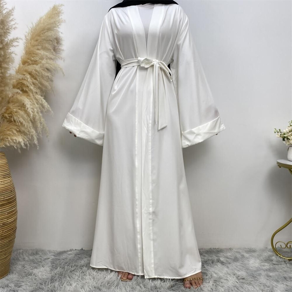 (white, L) "2019 Dubai Hot Sale Solid Color Cardigan Robe 1763