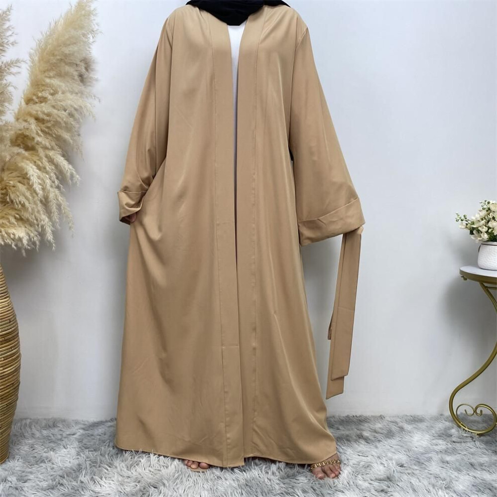 (apricot, XXL) "2019 Dubai Hot Sale Solid Color Cardigan Robe 1763