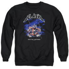 Trevco Sportswear JLA797-AS-5 DC Flash Run The Lightning Adult Crewneck Sweatshirt, Black - 2X