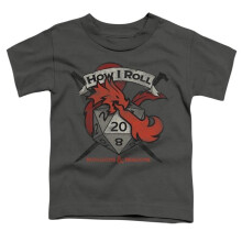 Trevco Sportswear HBRO687-KT-1 Dungeons & Dragons How I Roll D & D Toddler Short Sleeve T-Shirt, Charcoal - Large 4T